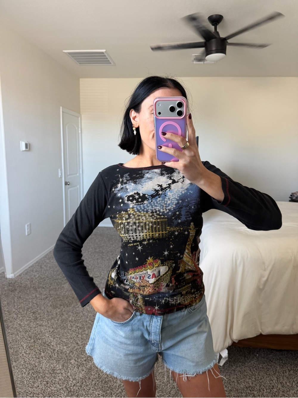 Vintage Las Vegas Christmas bejeweled tee